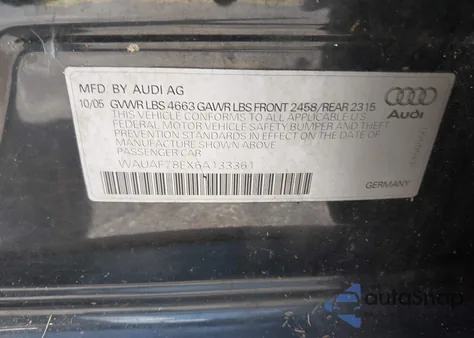 2006 Audi A4 2.0T z USA, uszkodzony, nr VIN WAUAF78EX6A133361